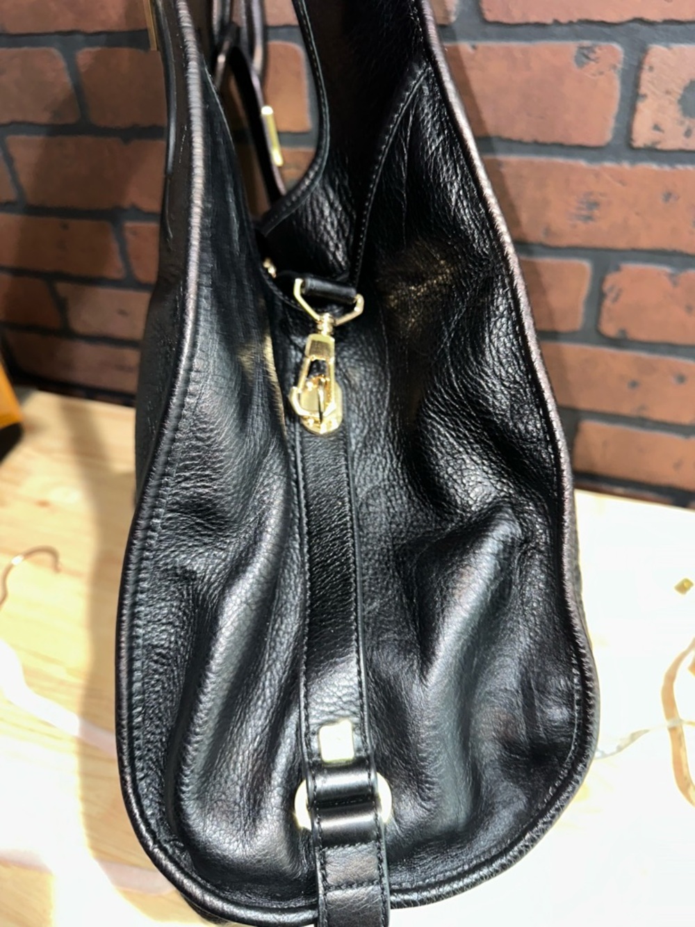 Rachel Zoe Black Leather Hobo Bag with Gold Accents - Picture 6 of 14